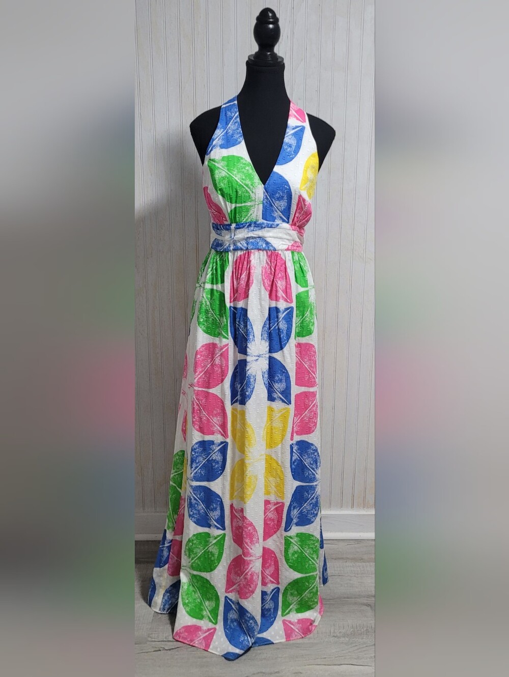 Lilly Pulitzer White Painters Block Maxine Halter Maxi Dress Size 14